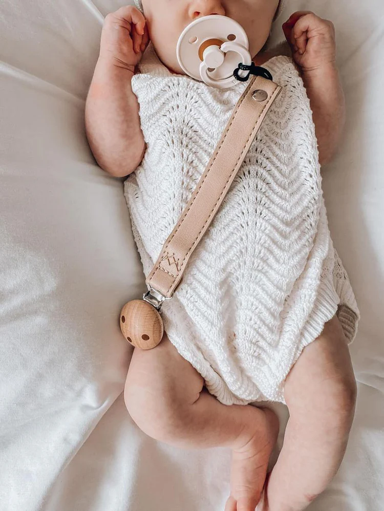 Vegan Leather Pacifier Clip