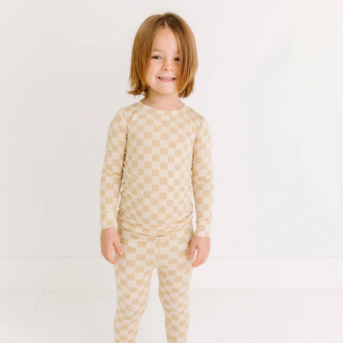 Checkered Lines Bamboo Set