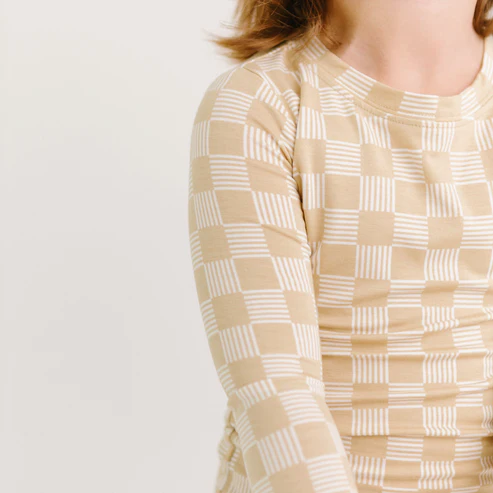Checkered Lines Bamboo Set