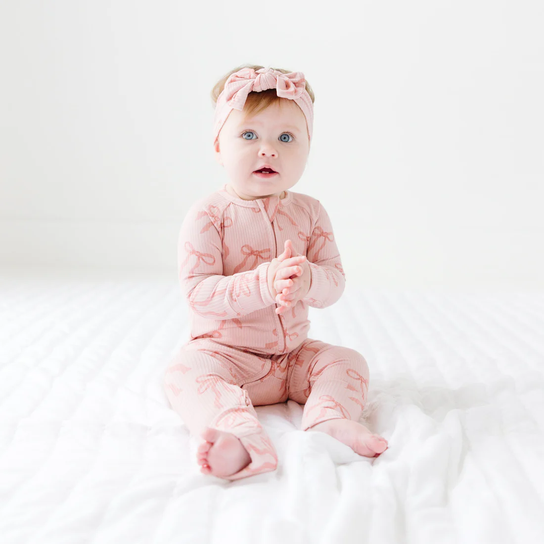 Bow Ribbed Zip Sleeper
